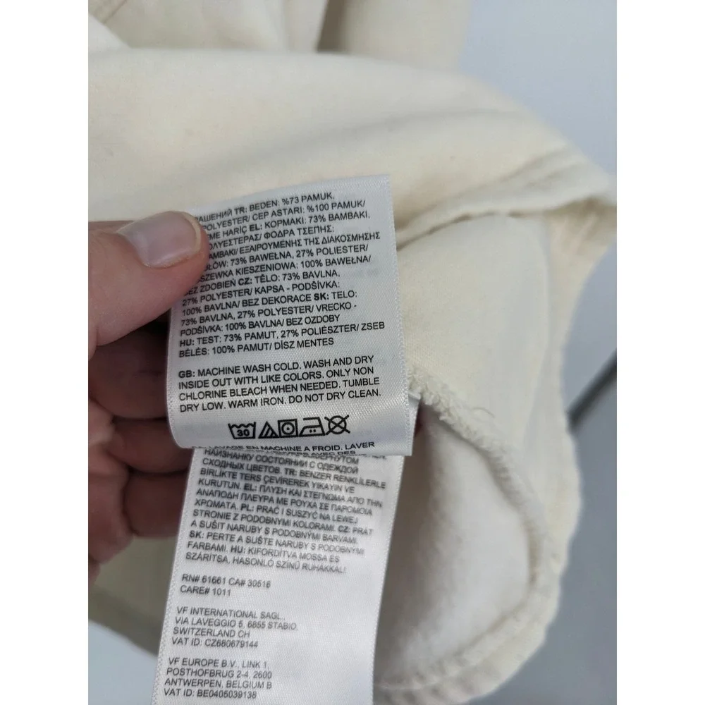 The North Face Hoodie Mens‎ Medium Ivory Graphic Print Sweatshirt Earth Casual